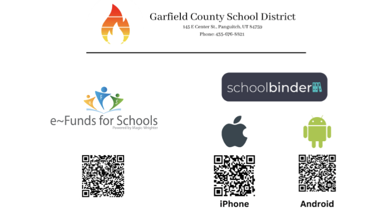 QR codes for E-Funds and School Binder